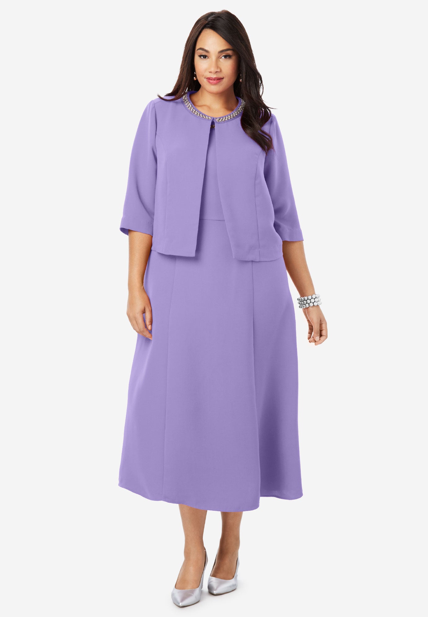 lavender jacket dress
