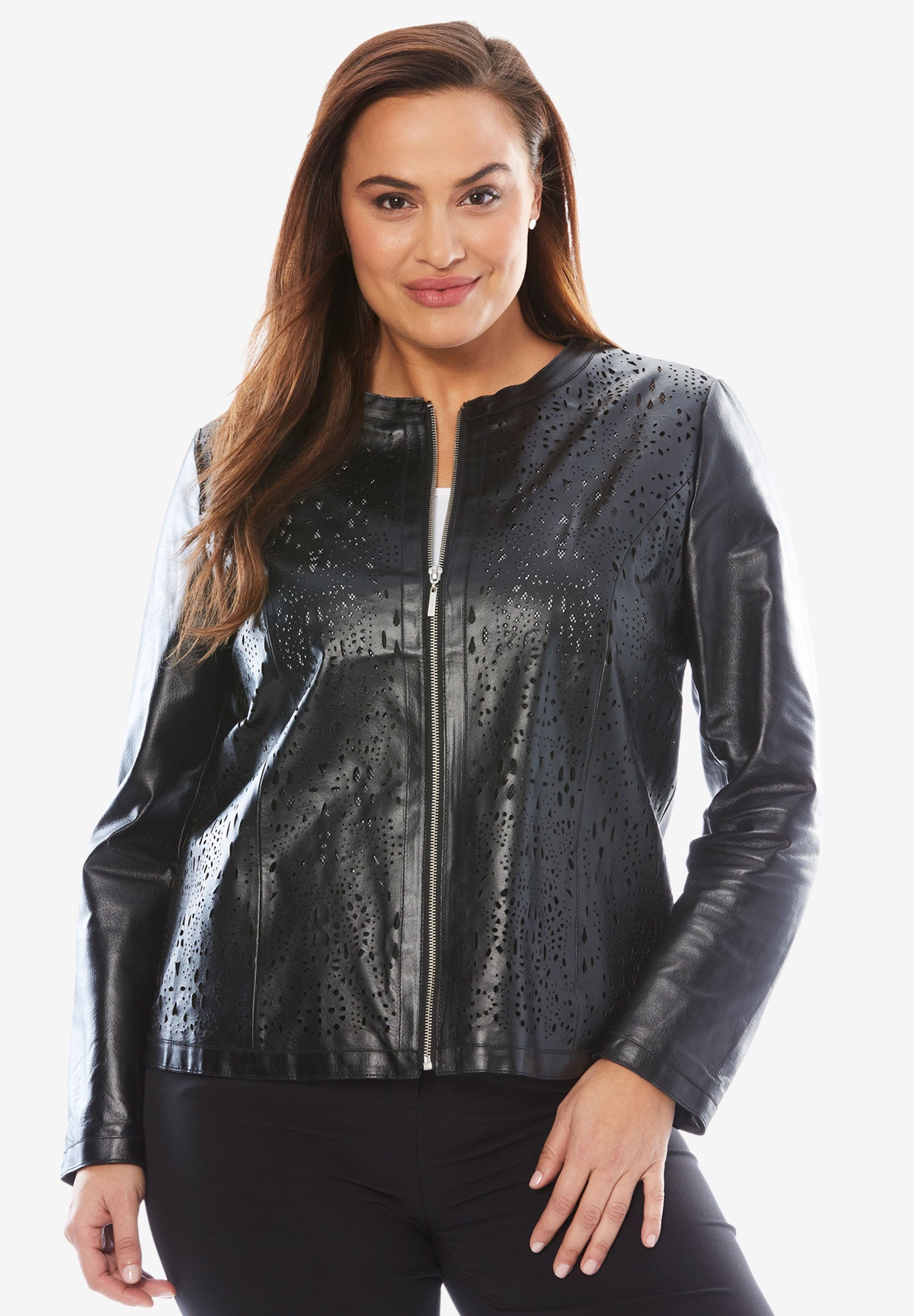 Cutout Leather Jacket Plus Size Coats Jackets Jessica London Cutout Leather Jacket