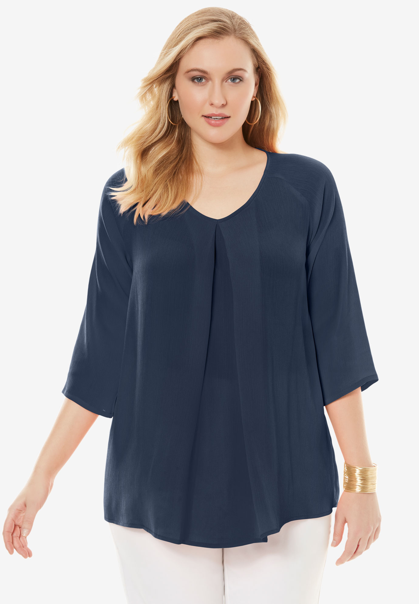 Textured Inverted Pleat Blouse | Jessica London