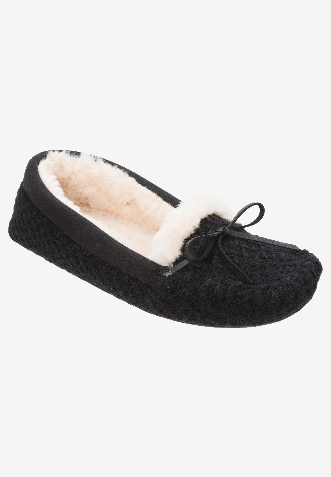 Dearfoams Mix Material Moccasin Slipper Plus Size Slippers