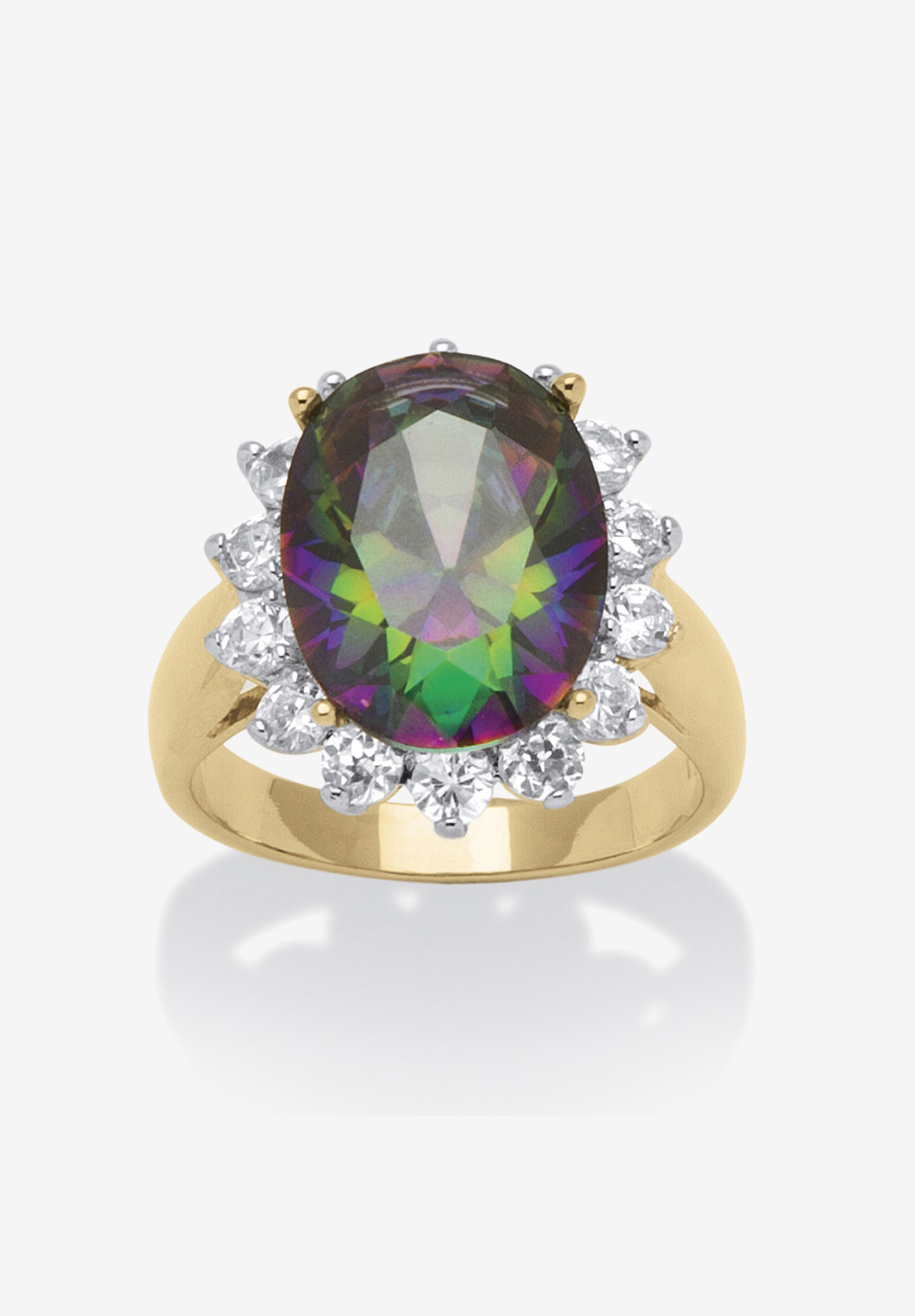 Gold-Plated Cubic Zirconia Cocktail Ring, 