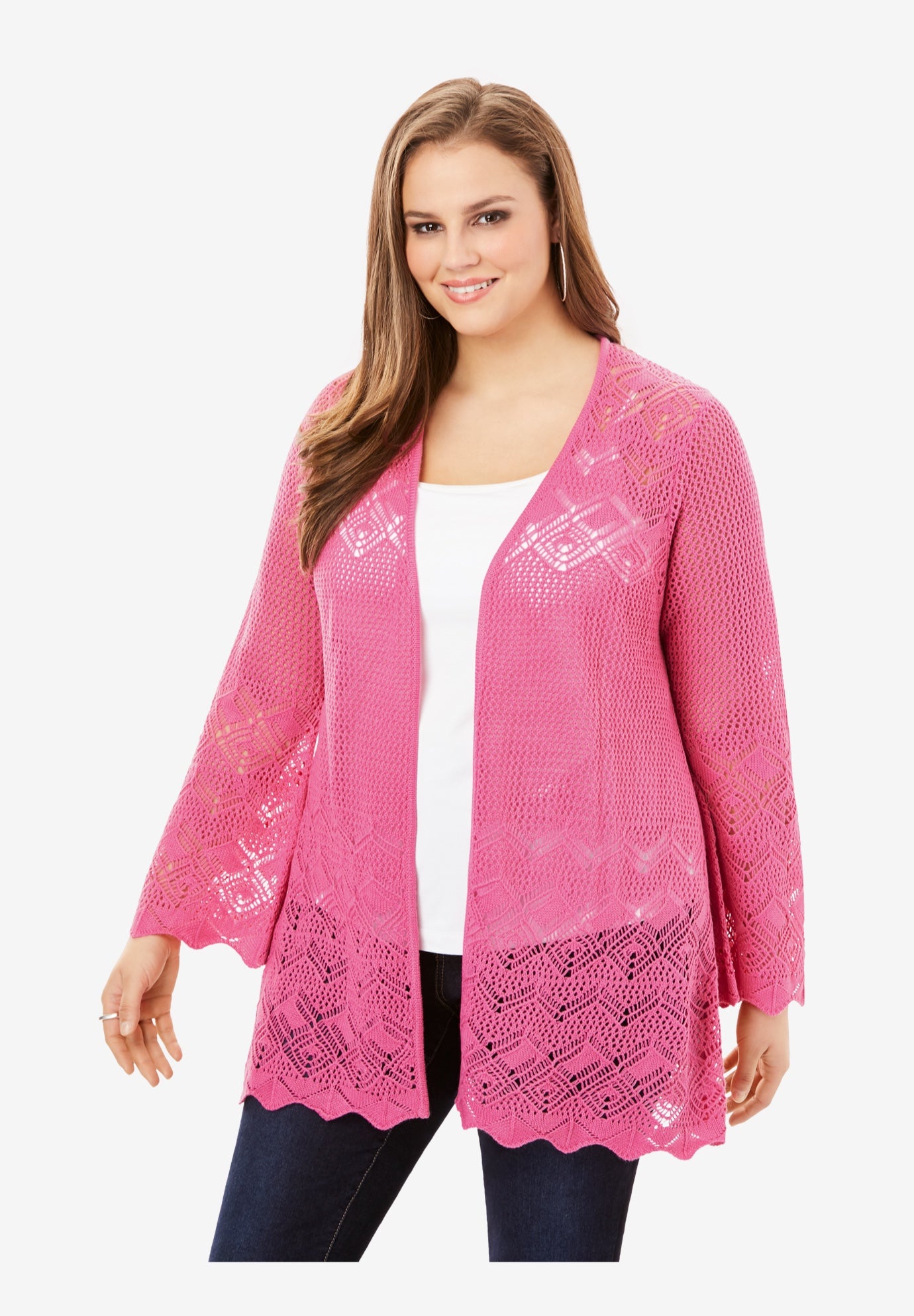 BellSleeve Pointelle Cardigan Jessica London