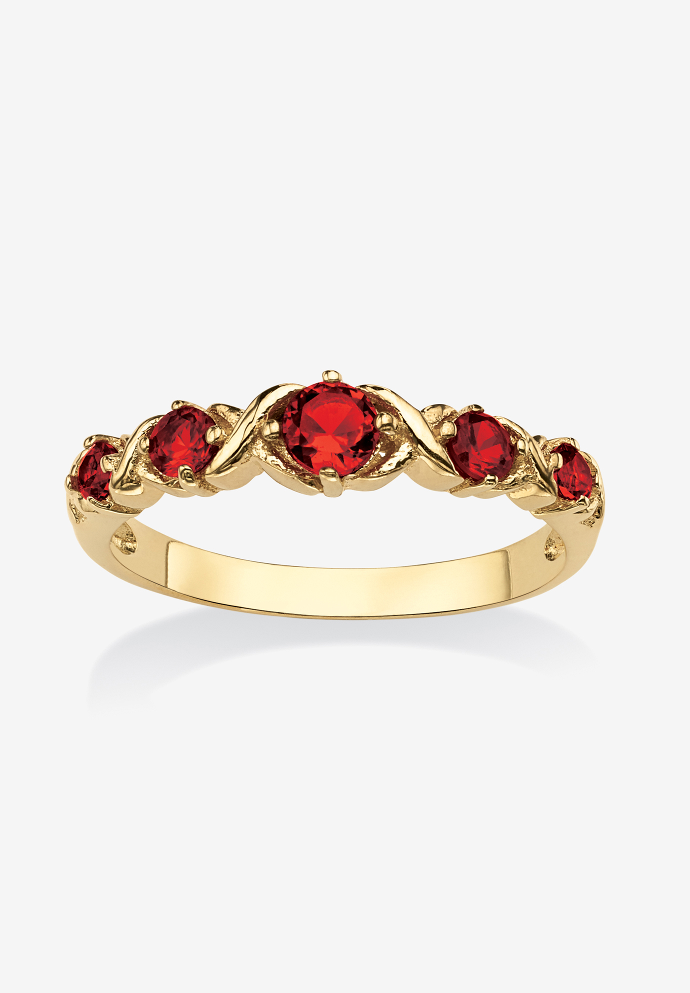 Yellow Gold-Plated Simulated Birthstone Ring, 