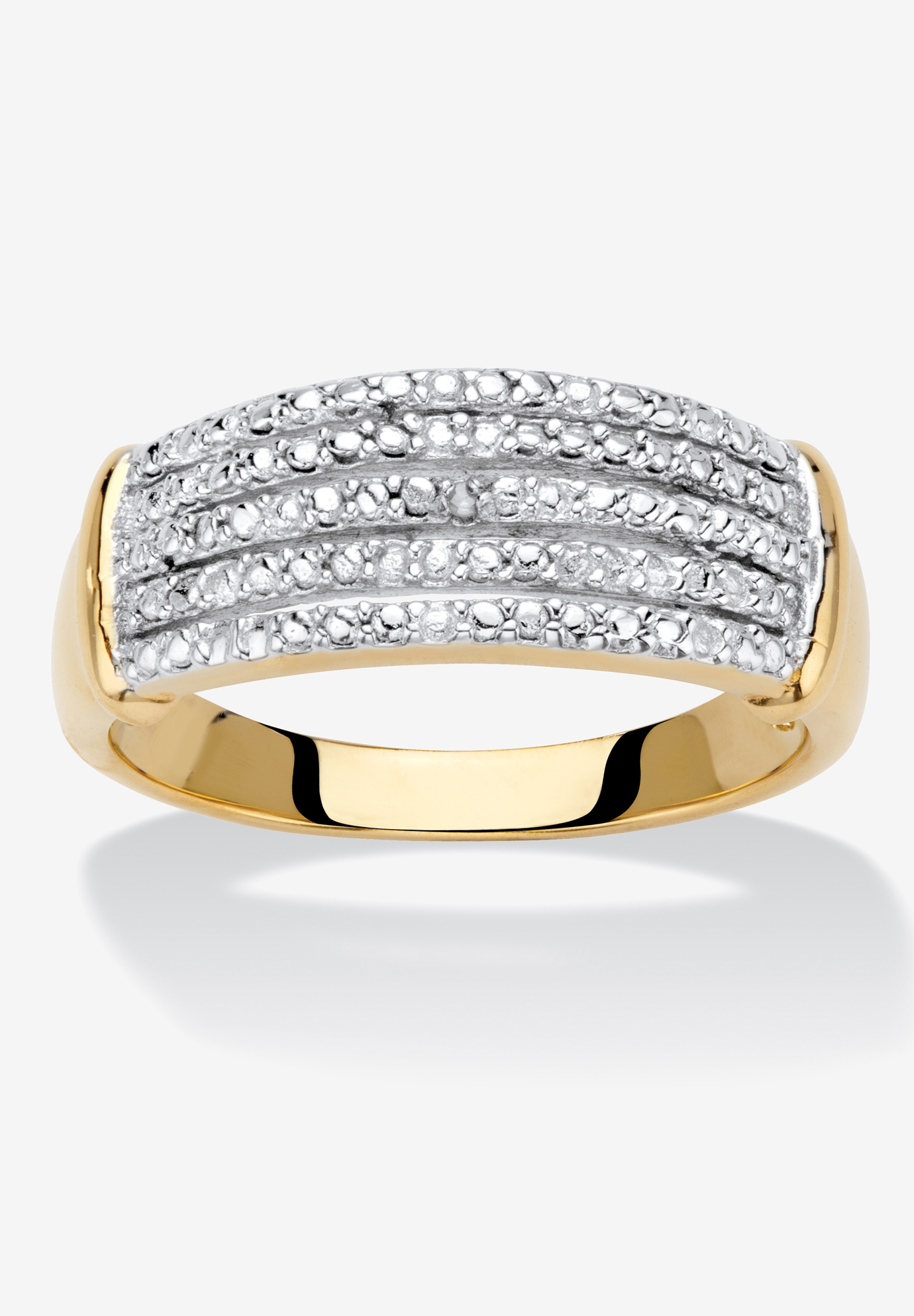 Yellow Gold-Plated Anniversary Ring with Genuine Diamond Accents, 