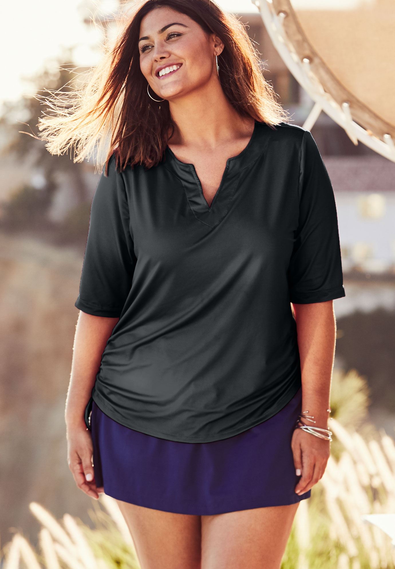 three quarter sleeve swimsuit