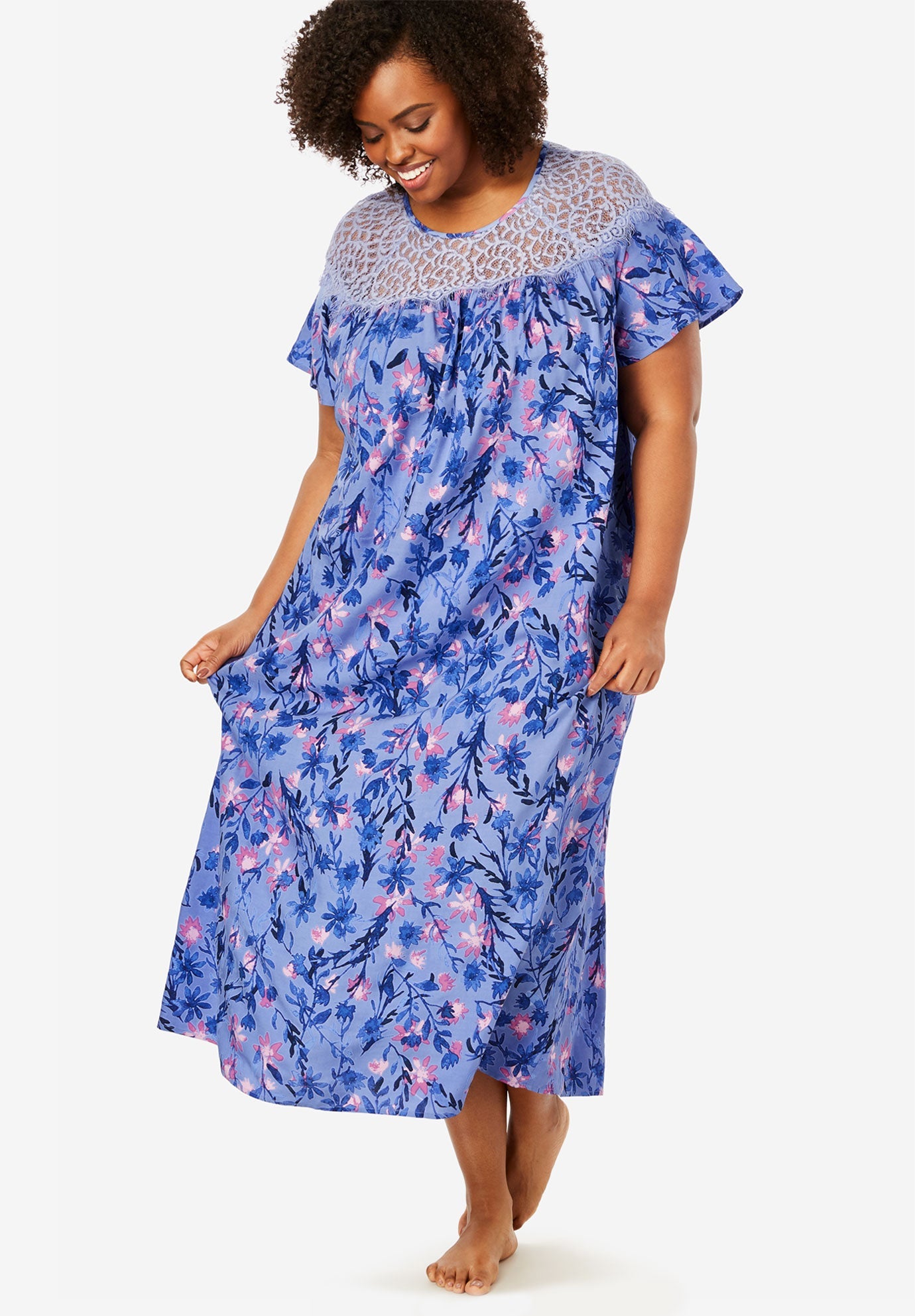 Lace Trim Sleep Gown by Amoureuse® Jessica London