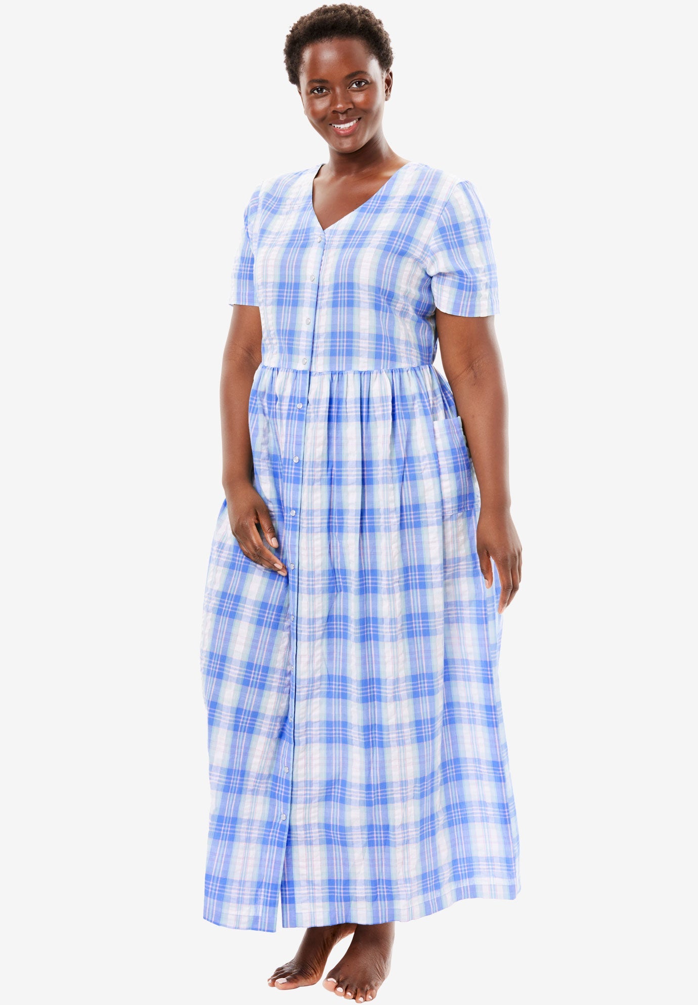 Long Seersucker Lounger by Only Necessities® Plus Size Sleepwear