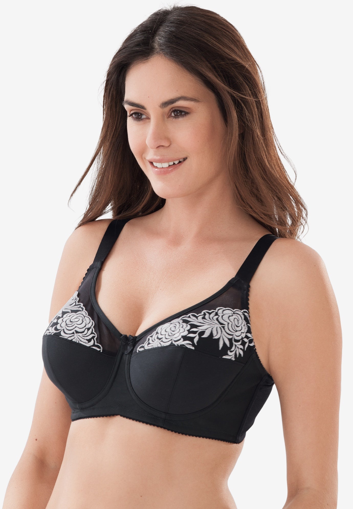 Elila® Embroidered Wireless Bra 1301 Plus Size Wireless Bras