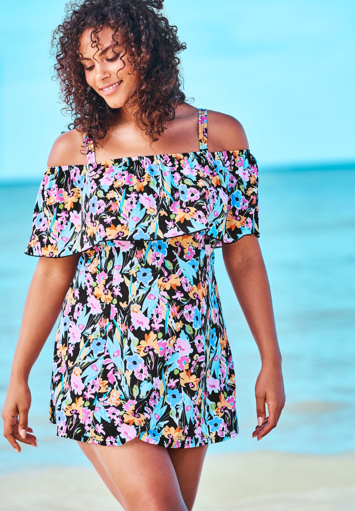 off the shoulder flounce dress
