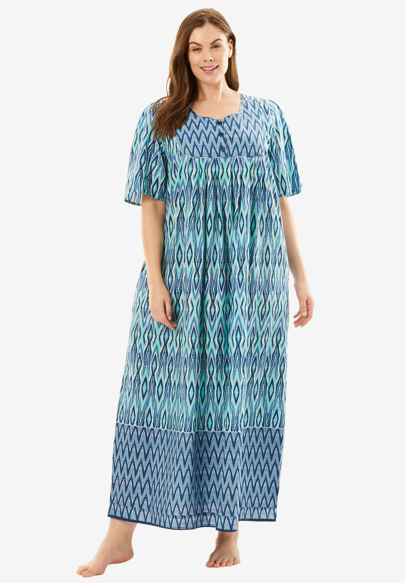 Mixed Print Long Lounger by Only Necessities® | Plus Size Sleepwear & Robes | Jessica London