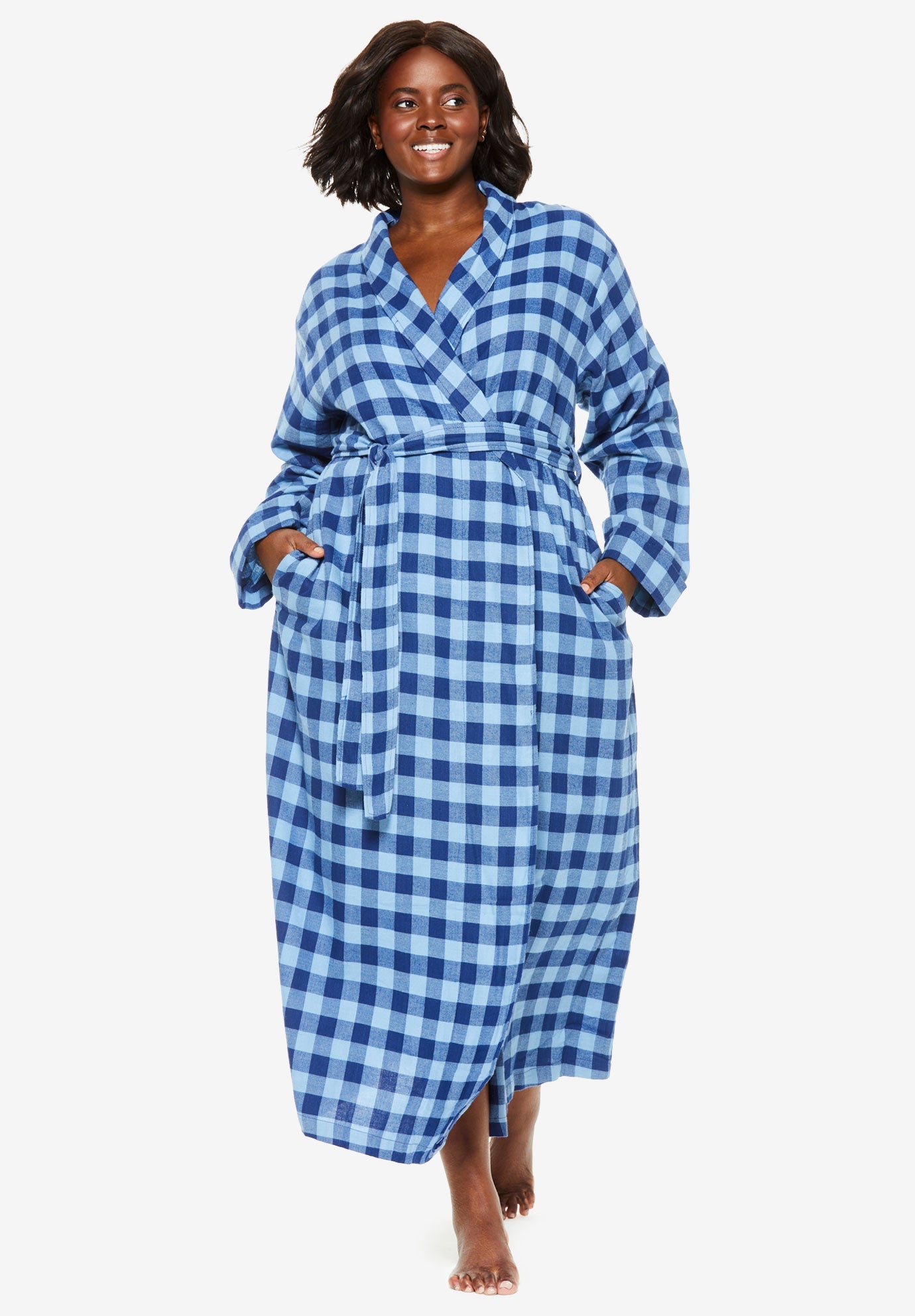 Long Flannel Robe by Dreams & Co.® Plus Size Robes Jessica London