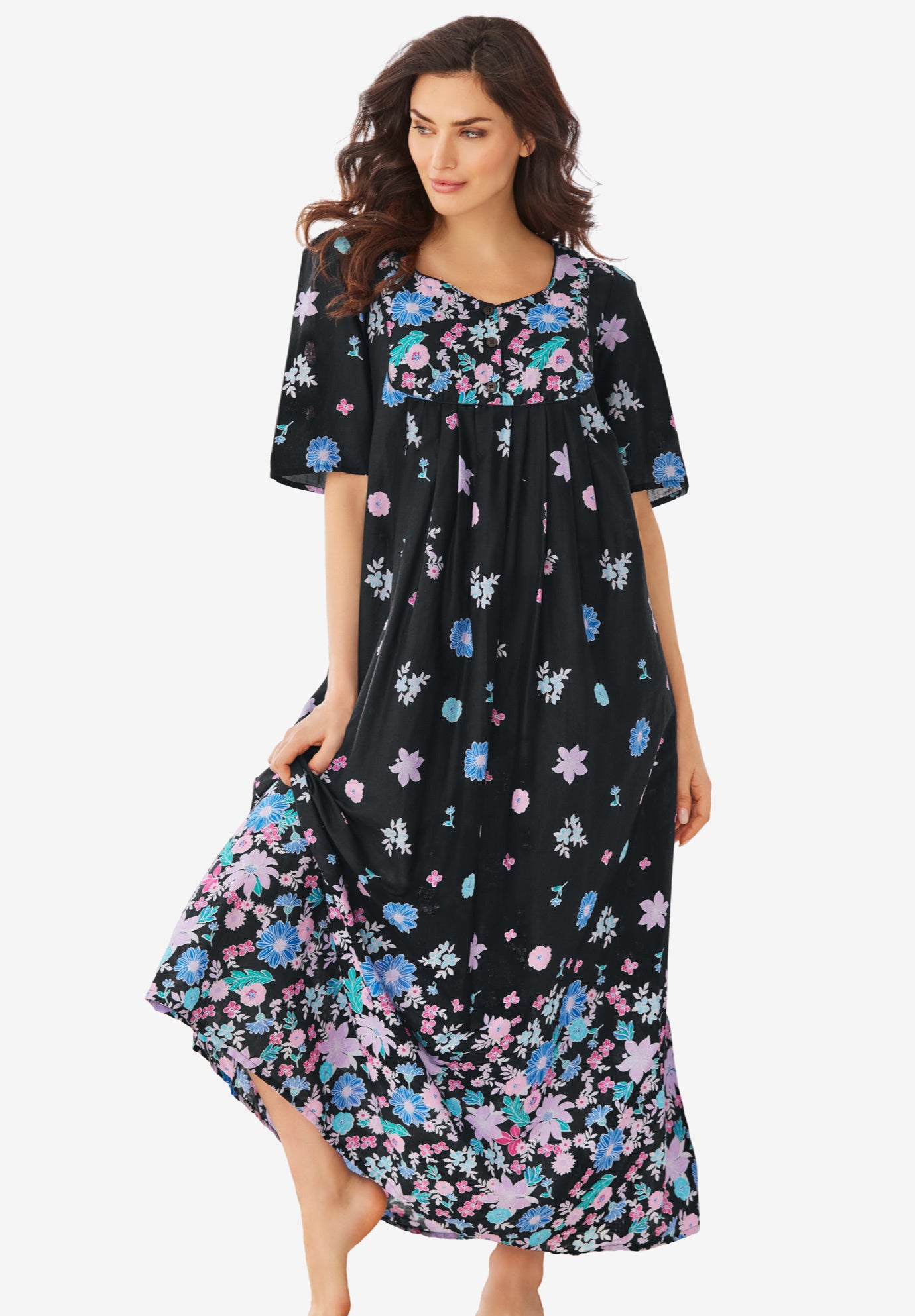 Mixed Print Long Lounger By Only Necessities Plus Size