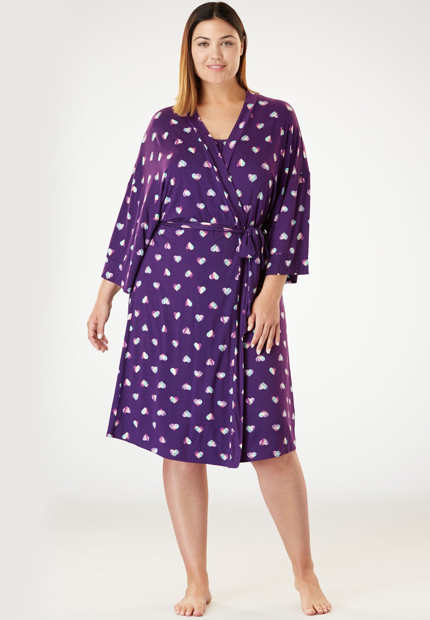 Print Kimono Wrap Robe by by Dreams & Co.® Plus Size Sleepwear & Robes