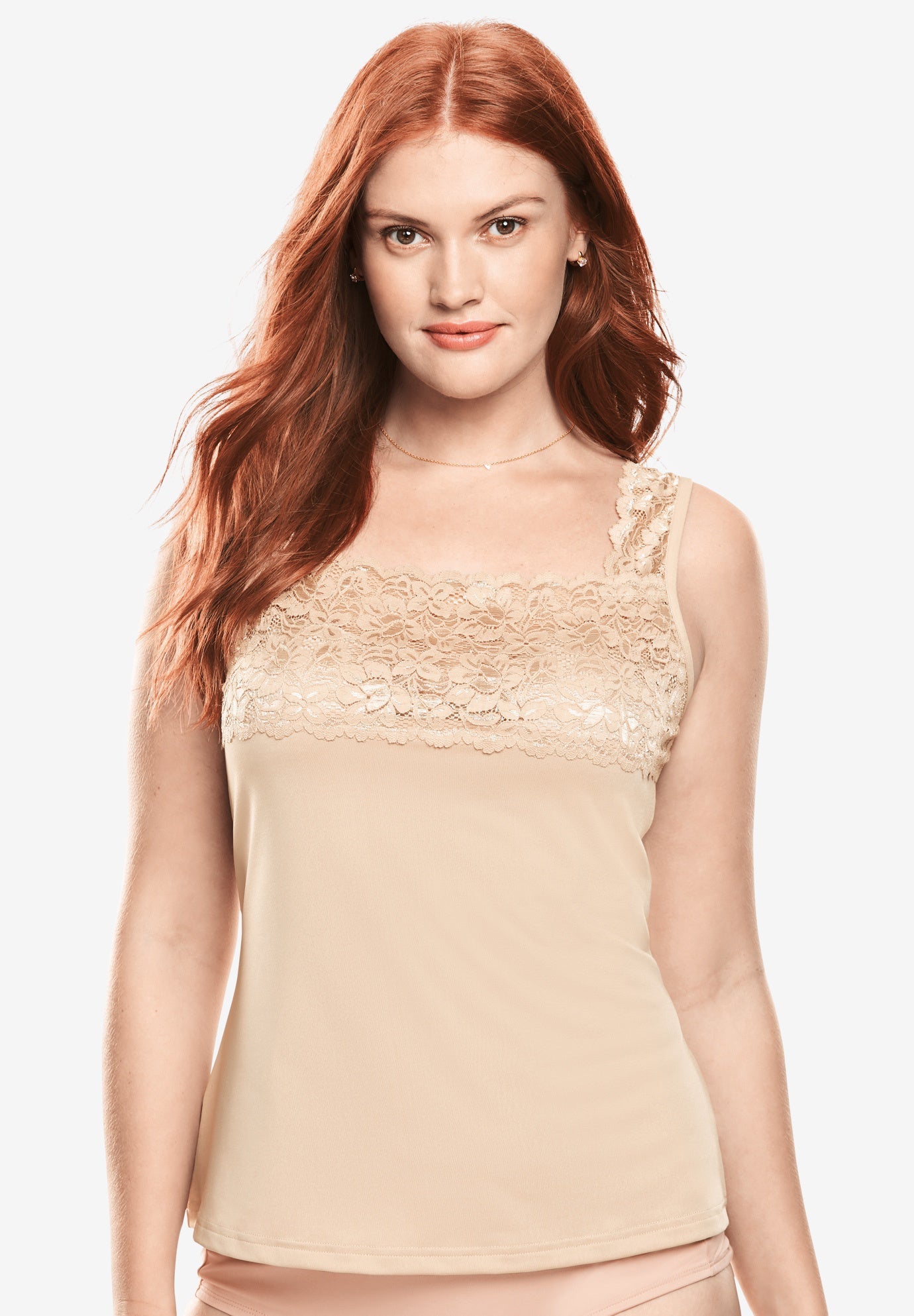 Silky LaceTrimmed Camisole Slip by Comfort Choice® Plus Size