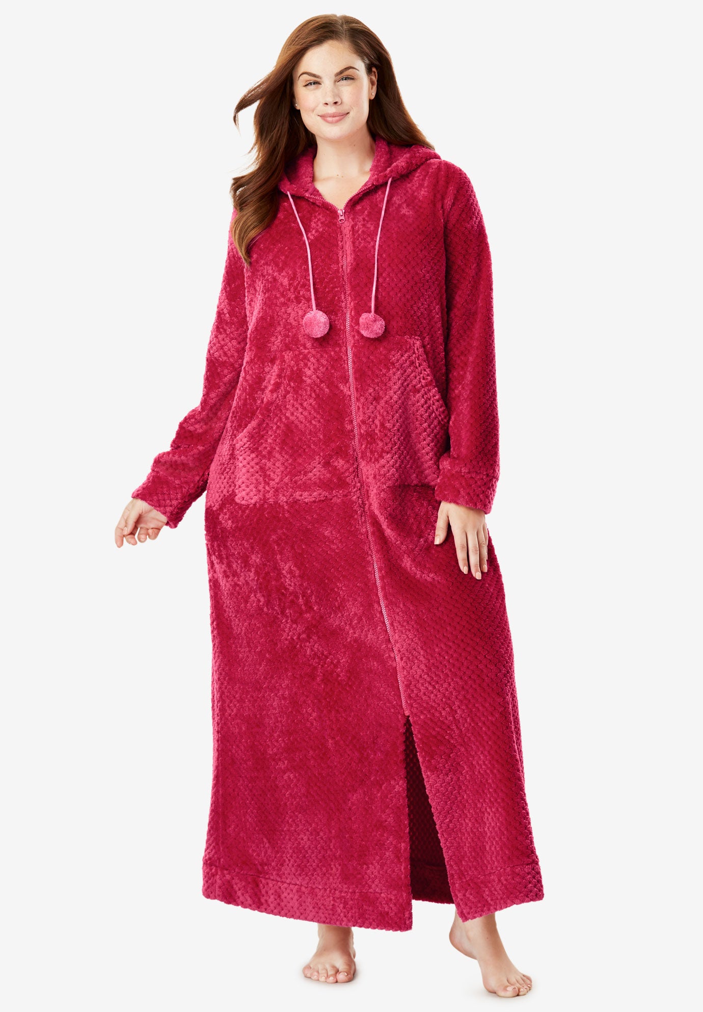 Plush Hooded Long Robe by Dreams & Co.® Plus Size Sleep Jessica London