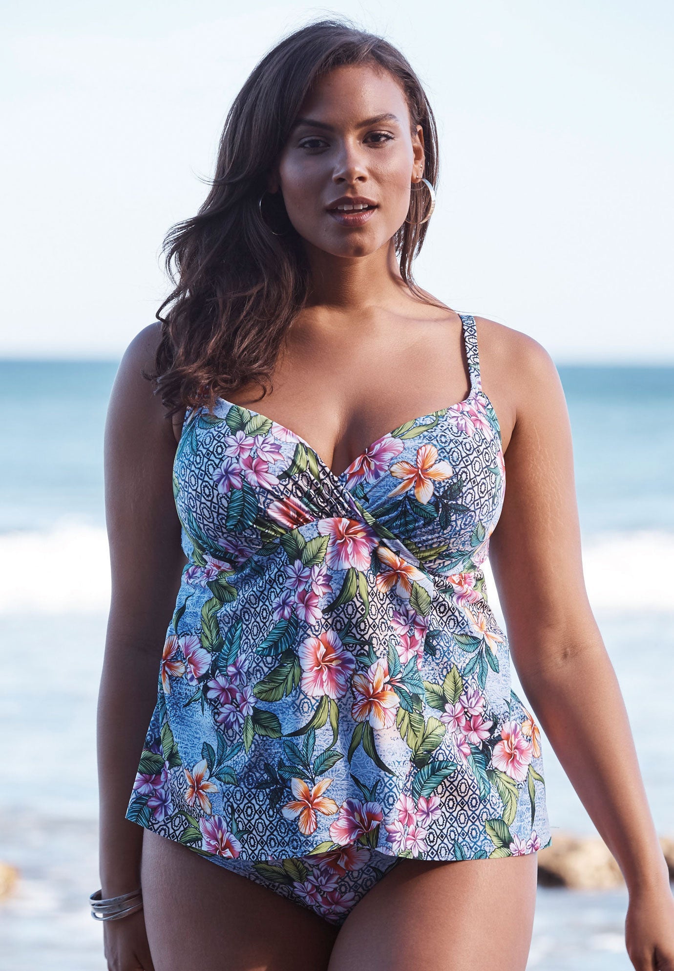 BraSize Wrap Tankini Top Plus Size Swimwear Jessica London