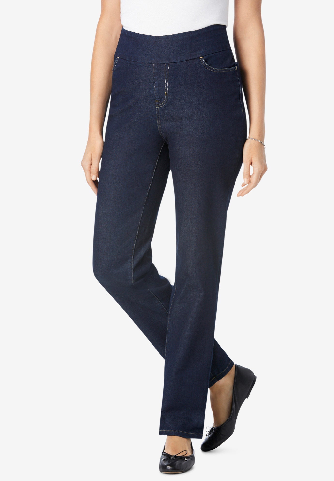 PullOn Straight Leg Denim Jessica London
