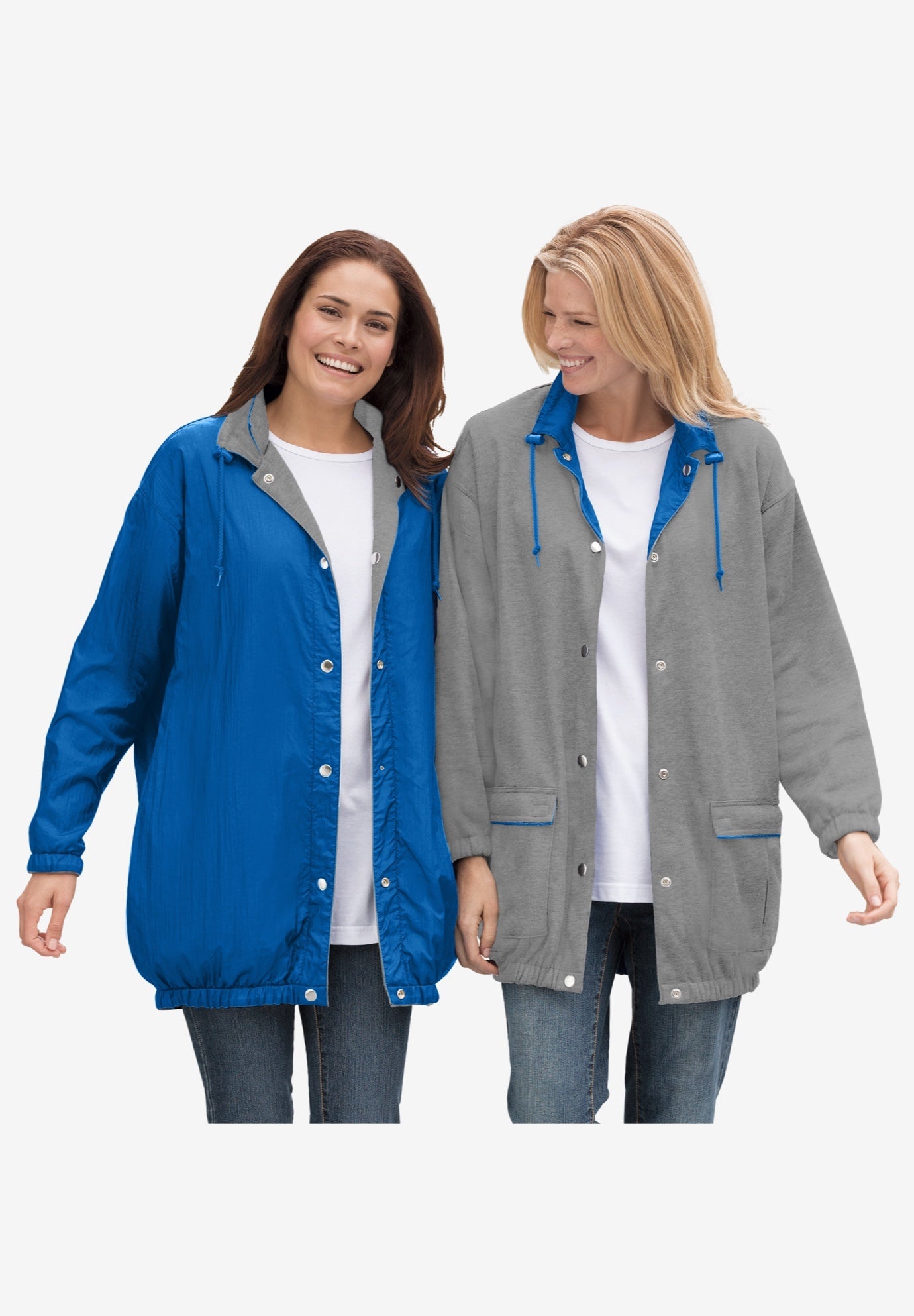 Fleece Nylon Reversible Rain Jacket Jessica London