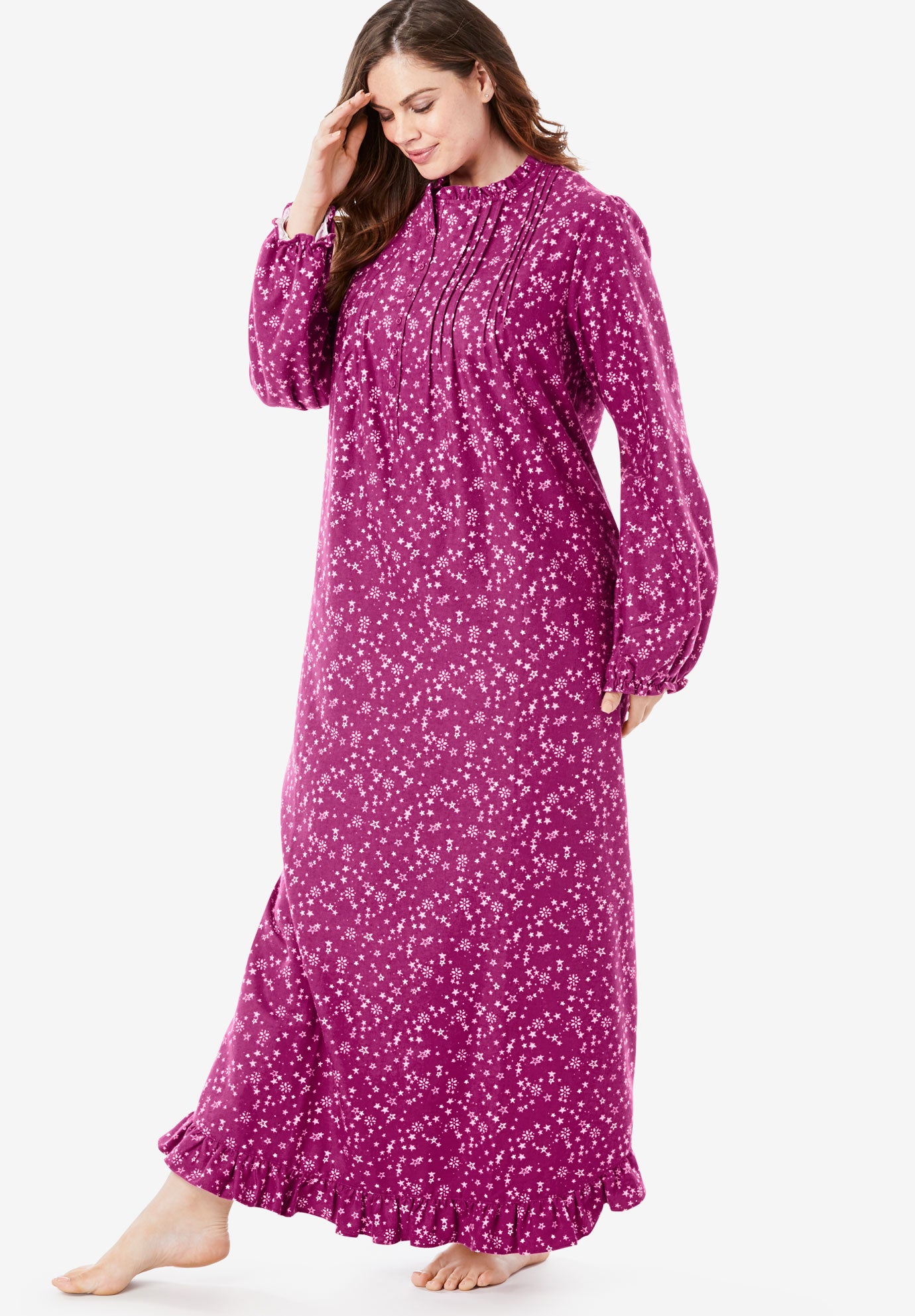 Long Flannel Nightgown by Only Necessities®| Plus Size ...