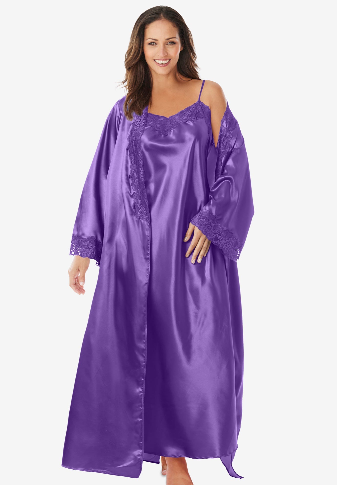 The Luxe Satin Long Peignoir Set by Amoureuse® | Jessica ...