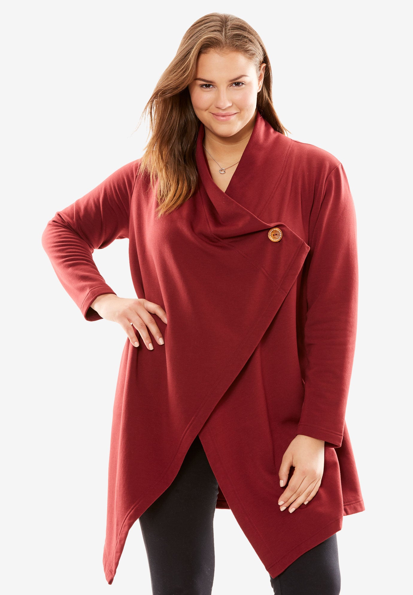 Fleece Wrapped Jacket Robe by Dreams & Co.® Plus Size Sleepwear
