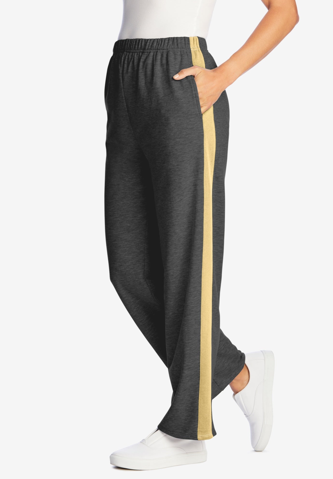 Side Stripe Cotton French Terry StraightLeg Pant Jessica London