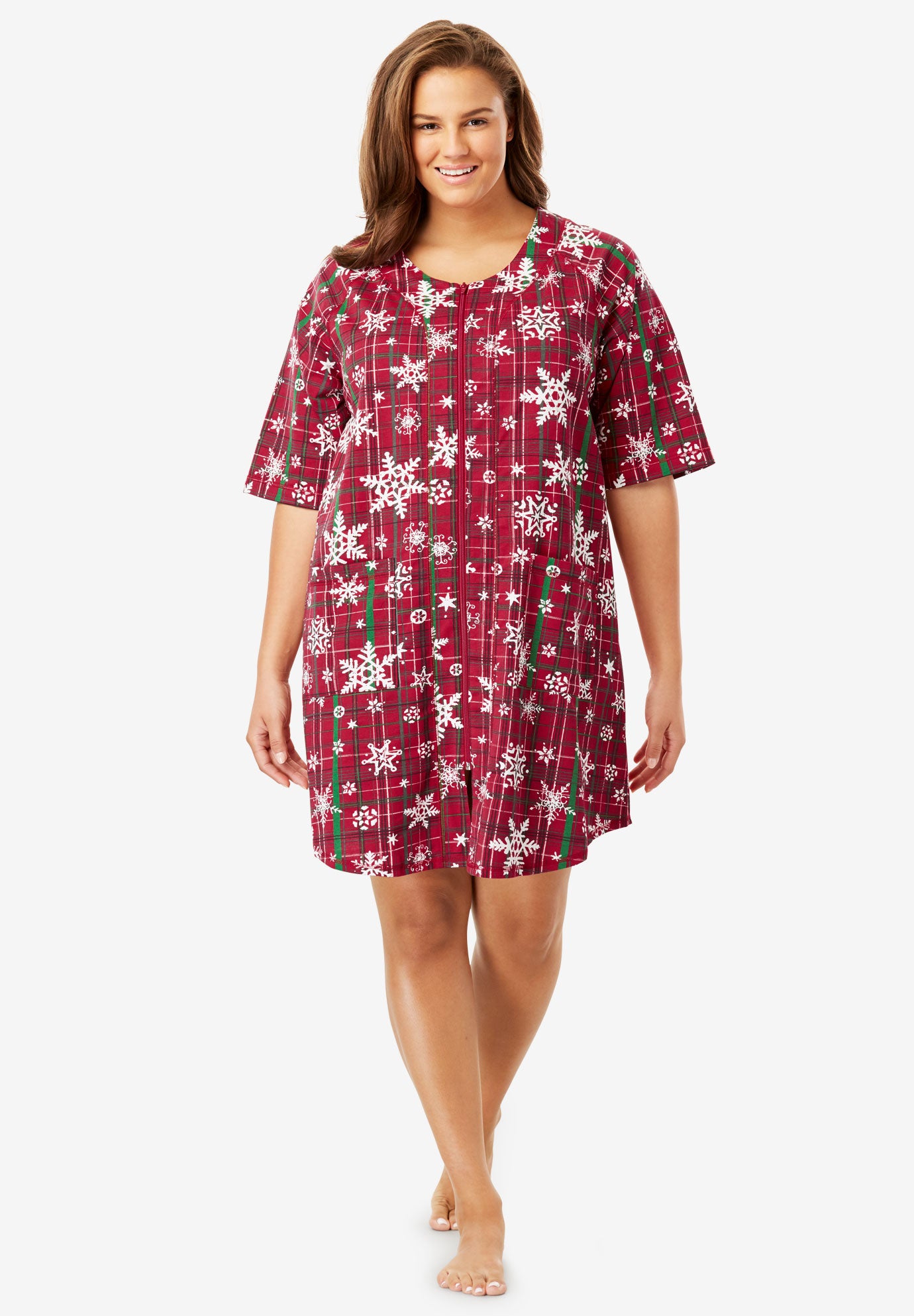 Short Sleeve French Terry Robe by Dreams & Co.® Plus Size Sleepwear & Robes Jessica London