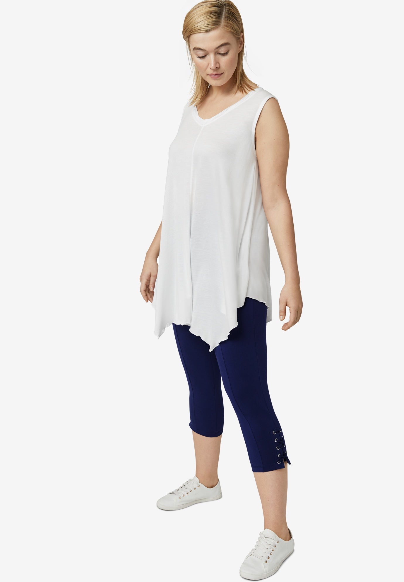 Lace-Up Ponte Capri by ellos®| Plus Size Capris & Shorts | Jessica London