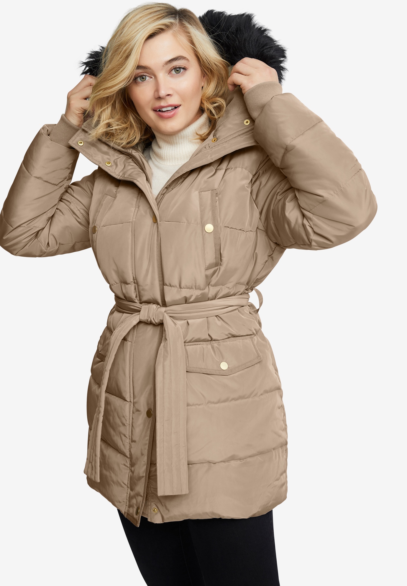 Belted Puffer Coat, 