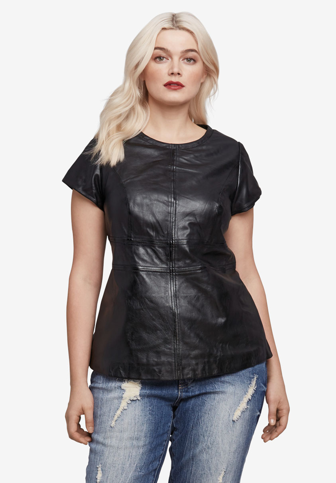 Back Zip Leather Top, 