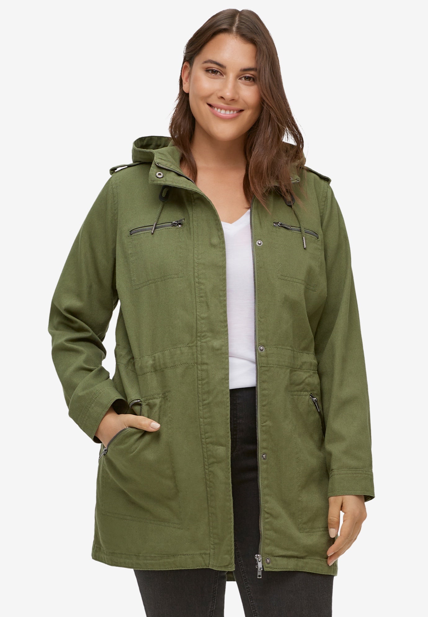 twill anorak jacket plus size