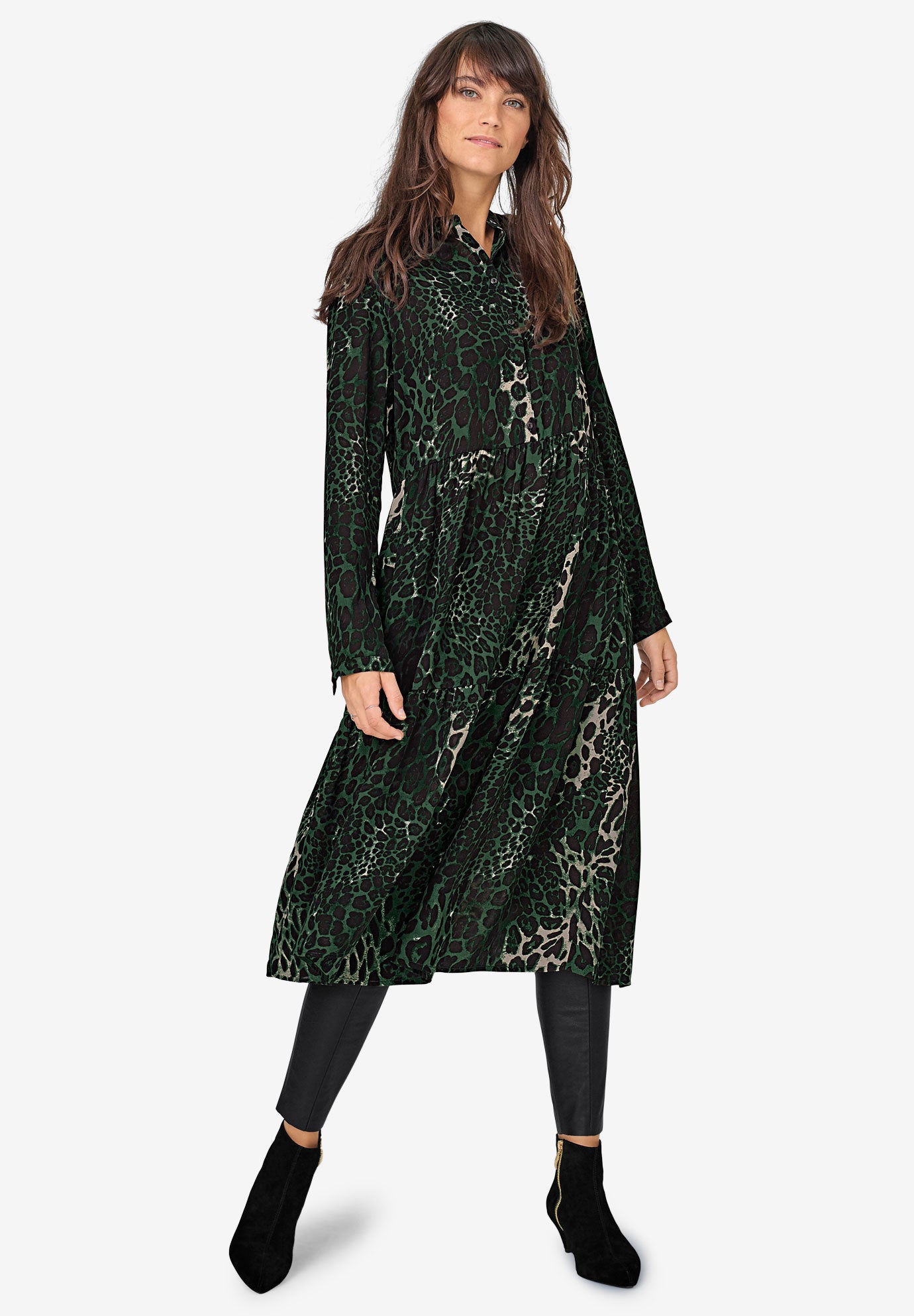 Tiered Midi Dress by ellos® Plus Size Casual Dresses Jessica London