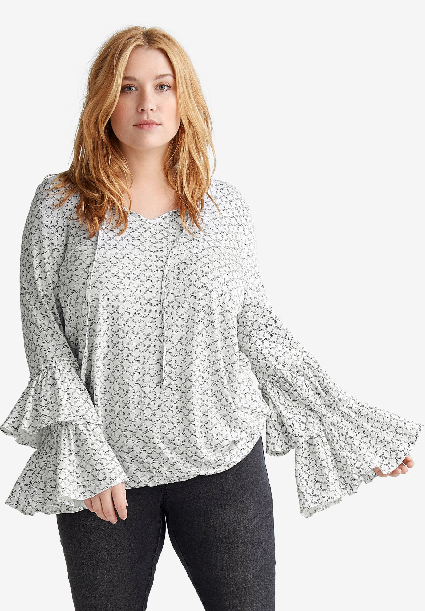 black flounce sleeve top