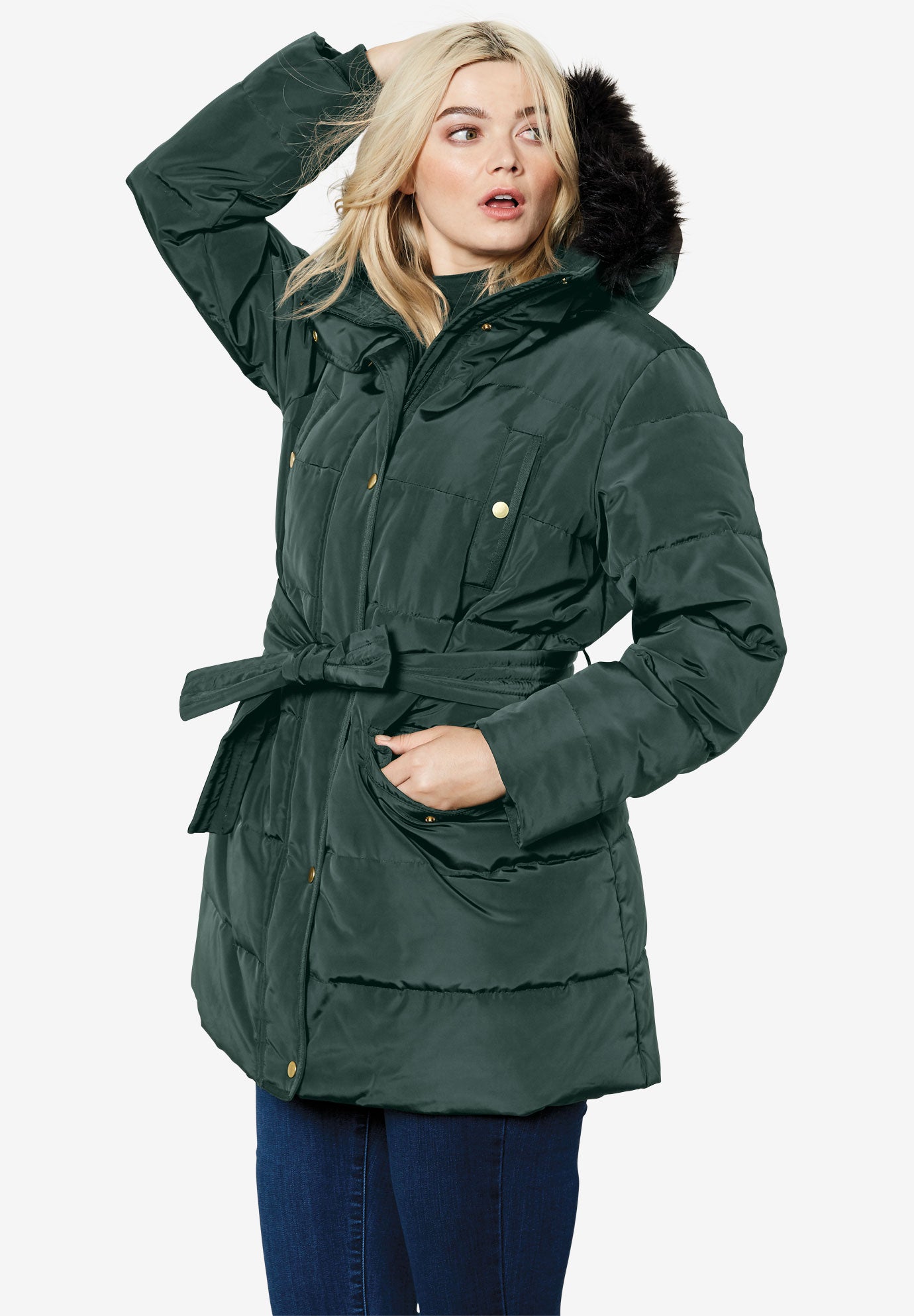 nly trend belted puffer jacket