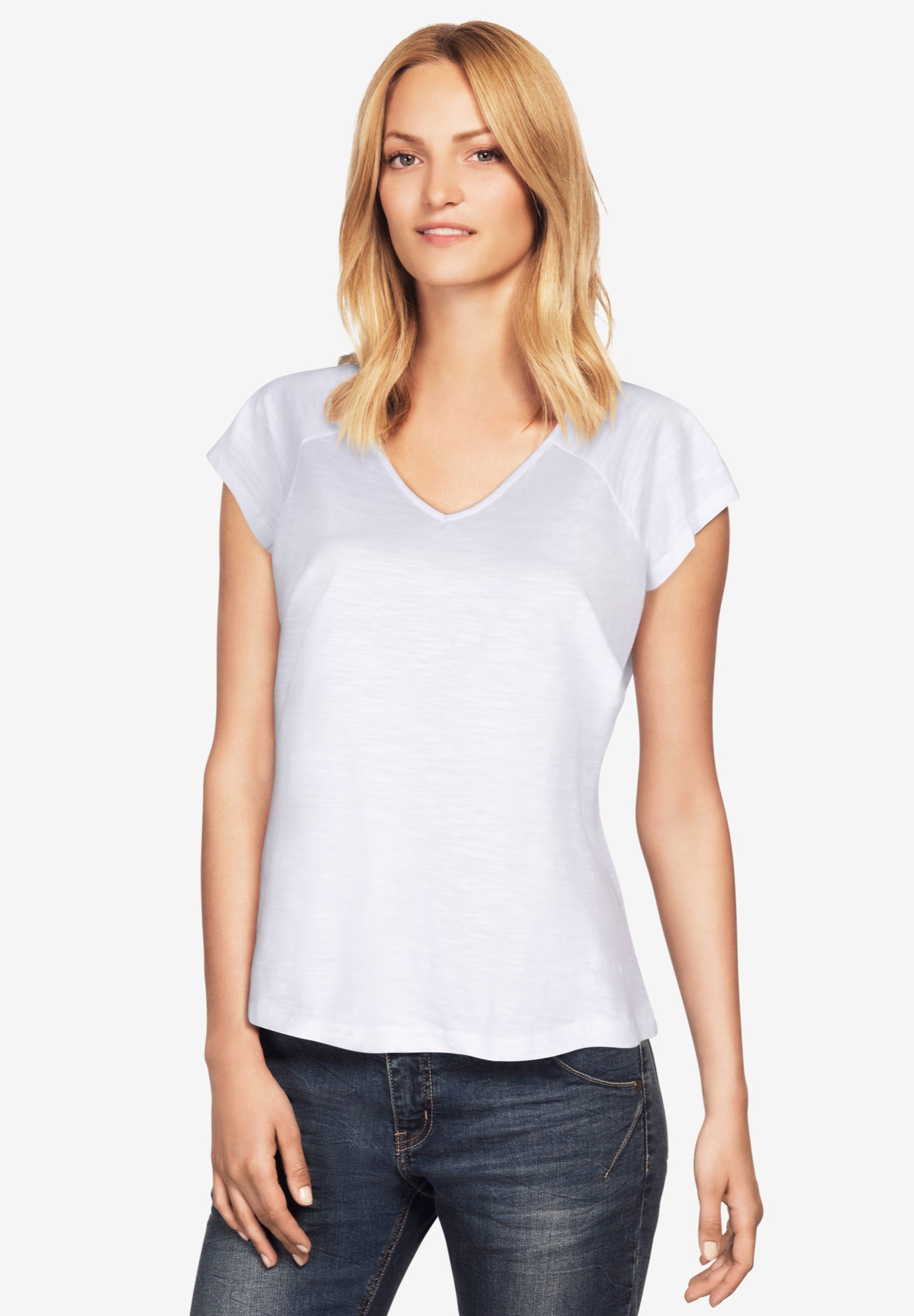 ellos Women's Rounded V-neck Tee Shirt