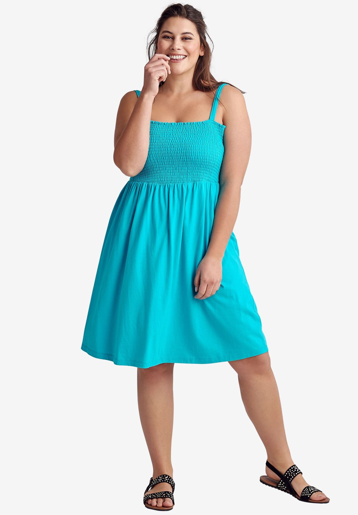 Smocked Bodice Dress by ellos® Plus Size Casual Dresses Jessica London