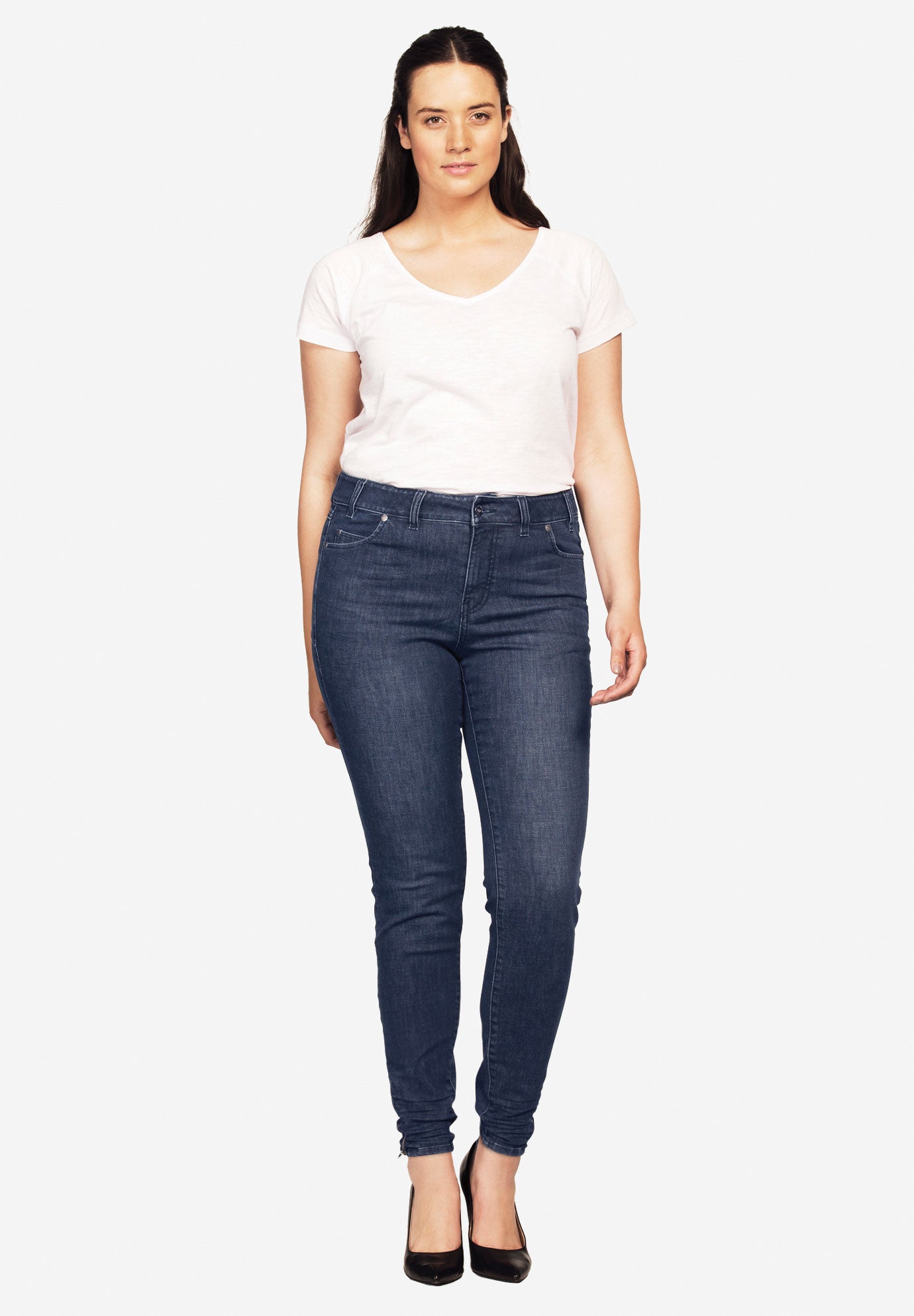 Ankle Zip Skinny Jeans by ellos® Plus Size Bottoms Jessica London