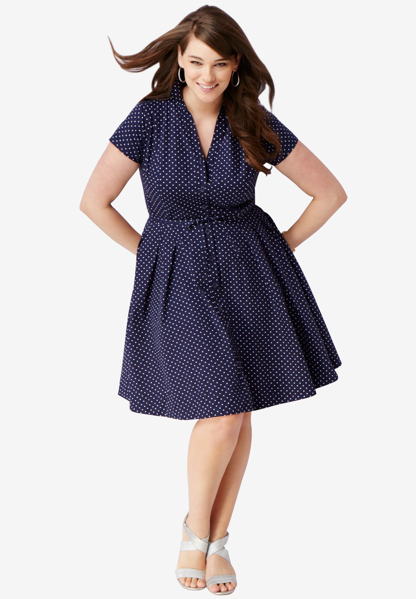 Navy blue shirtwaist dress top