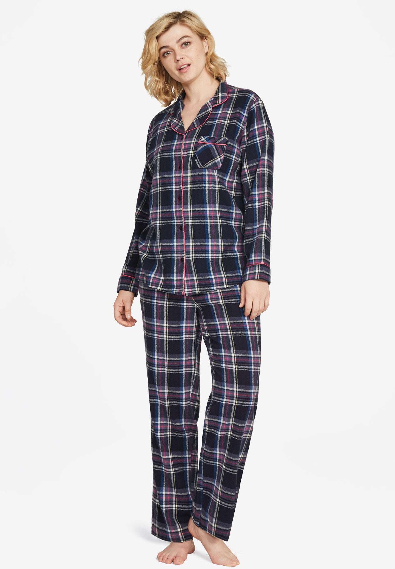 Plaid Flannel Pajama Set by ellos® Plus Size Flannel Pajamas Jessica