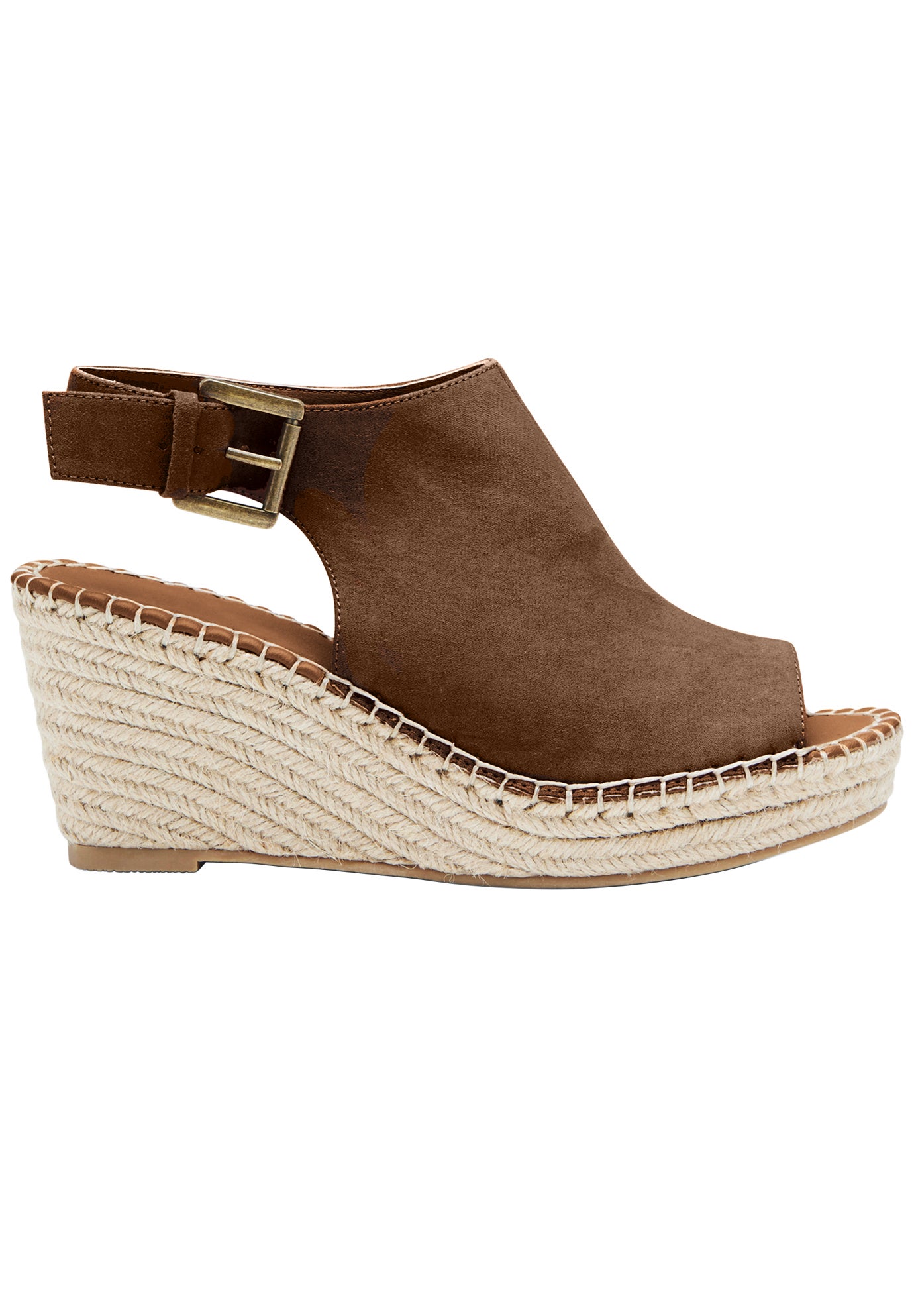 Faux Suede Espadrille Wedge Sandals by ellos® Plus Size Shoes Jessica London