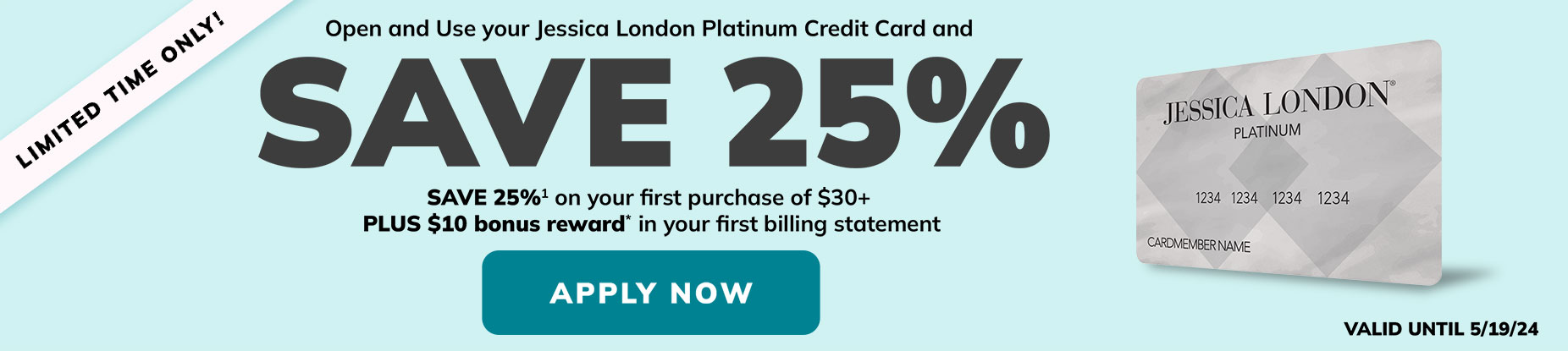 Jessica London Platinum Credit Card - Save 25%
