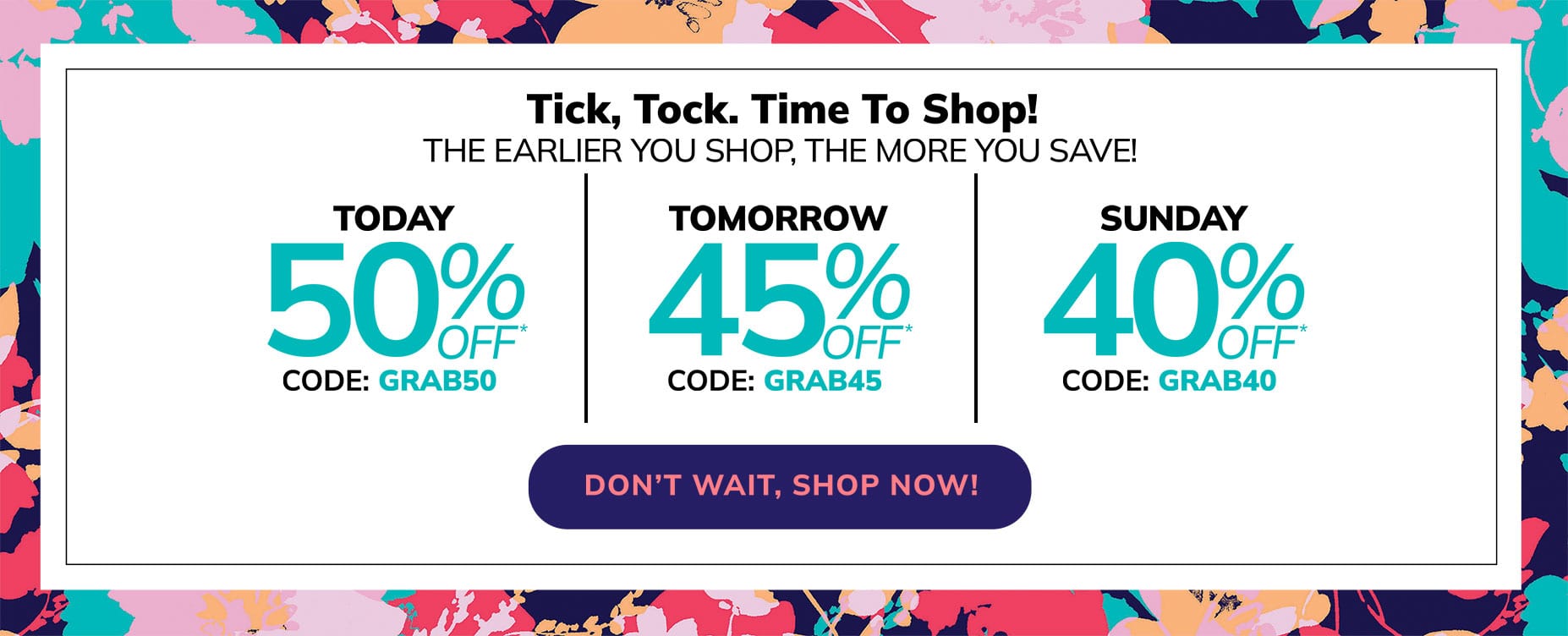 tick tock. Time to shop