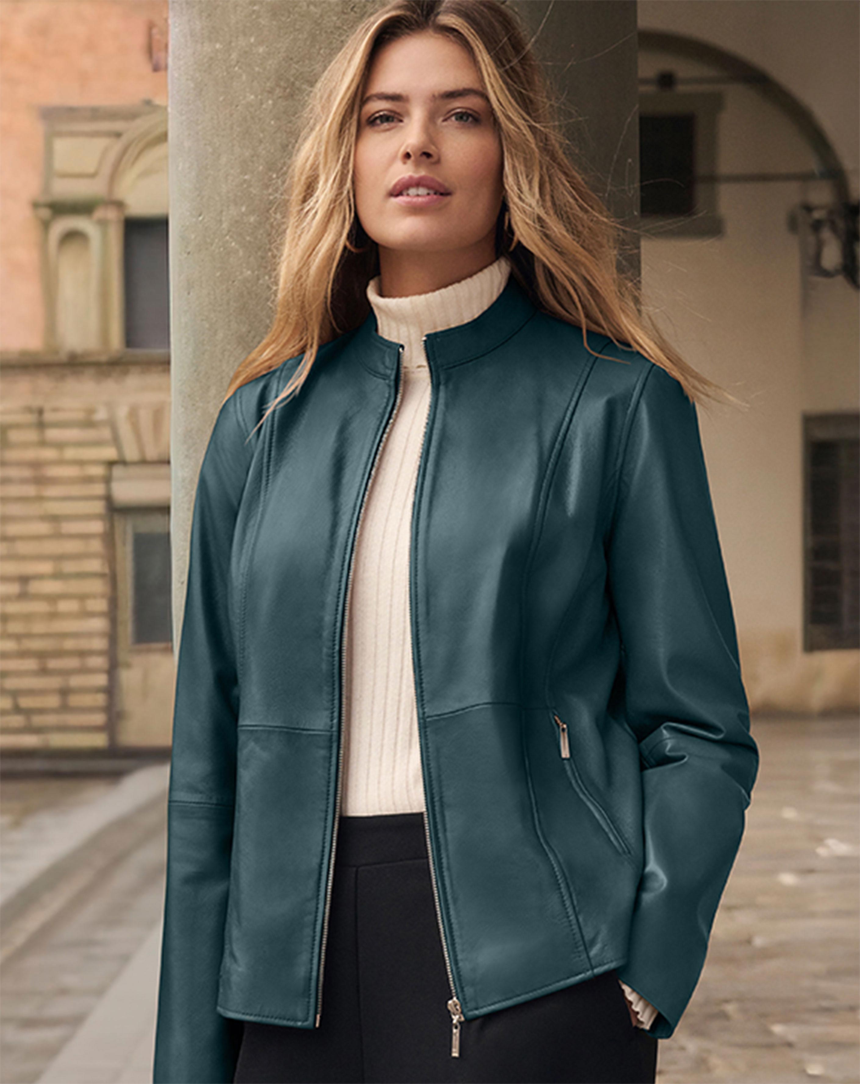 Zip Front Leather Jacket