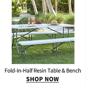 Click to shop Fold-in Half Resin Table & Bench