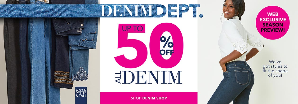 up to 50% off demin shop -shop now