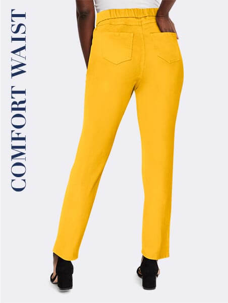  Woman Within Women's Plus Size Capri Stretch Jean - 34 W,  Banana Yellow : Clothing, Shoes & Jewelry