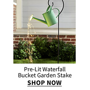 Click to shop Pre-Lit Waterfall Bucket Garden Stake